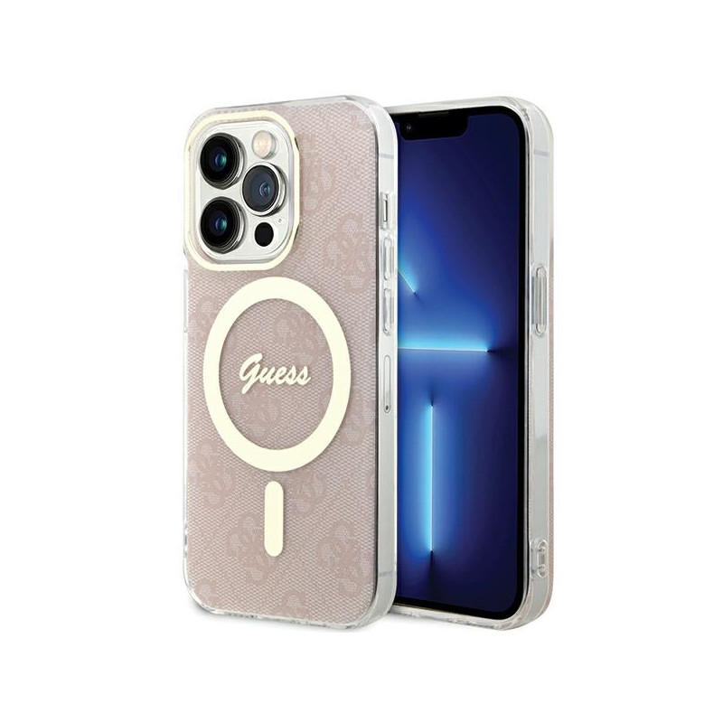 Kryt Guess IML 4G MagSafe pro iPhone 15 Pro - pink
