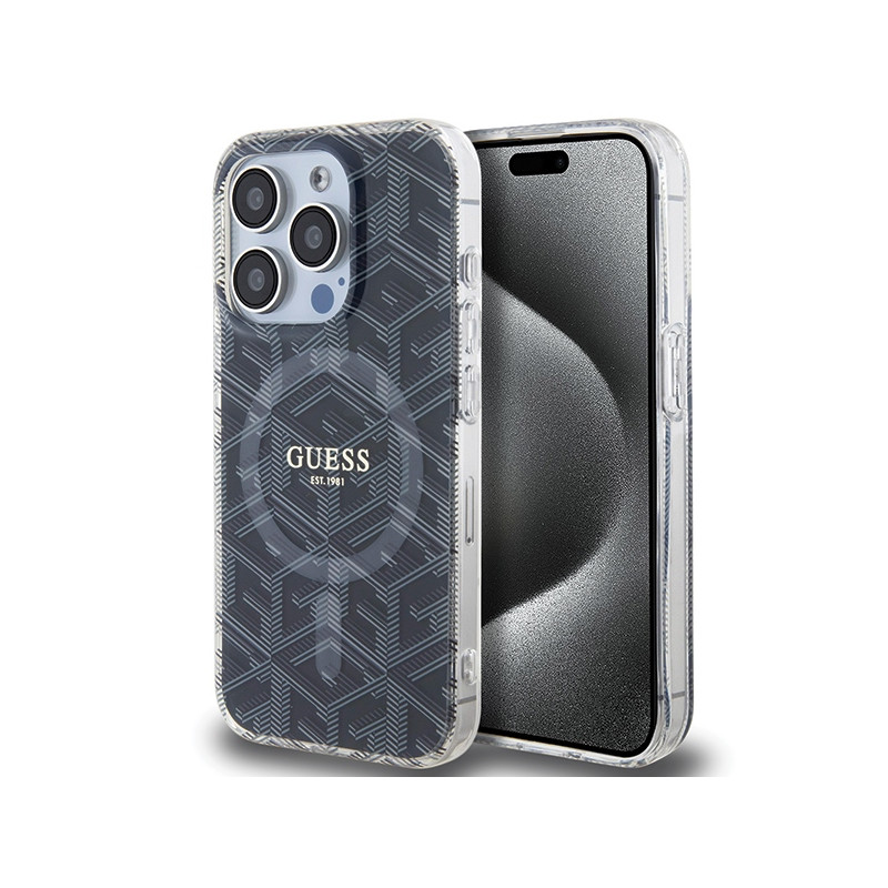 Kryt Guess IML GCube MagSafe pro iPhone 15 Pro - black