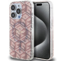 GUESS IML GCUBE MagSafe kryt pro iPhone 15 Pro růžový