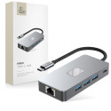 Hub Tech-Protect HB05 9v1 USB-C + USB2.0 + USB3.0 + HDMI 4K 60HZ + SD / TF + PD100W + RJ45 - šedý