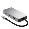 Hub Tech-Protect HB05 9v1 USB-C + USB2.0 + USB3.0 + HDMI 4K 60HZ + SD / TF + PD100W + RJ45 - šedý