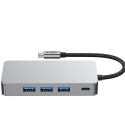 Hub Tech-Protect HB05 9v1 USB-C + USB2.0 + USB3.0 + HDMI 4K 60HZ + SD / TF + PD100W + RJ45 - šedý
