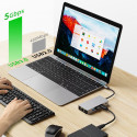 Hub Tech-Protect HB05 9v1 USB-C + USB2.0 + USB3.0 + HDMI 4K 60HZ + SD / TF + PD100W + RJ45 - šedý