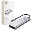 Hub Tech-Protect HB04 9v1 USB-C + USB2.0 + USB3.0 + HDMI 4K 60Hz + SD / TF + PD100W + AV3.5 - šedý