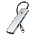 Hub Tech-Protect HB01 5v1 USB-C + USB3.0 + HDMI 4K 60Hz + PD100W - šedý