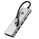 Tech-Protect HB04 HUB Adapter 9in1 USB-C + USB2.0 + USB3.0 + HDMI 4K 60Hz + SD / TF + PD100W + AV3.5 - gray
