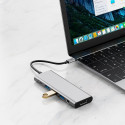Hub Tech-Protect HB04 9v1 USB-C + USB2.0 + USB3.0 + HDMI 4K 60Hz + SD / TF + PD100W + AV3.5 - šedý