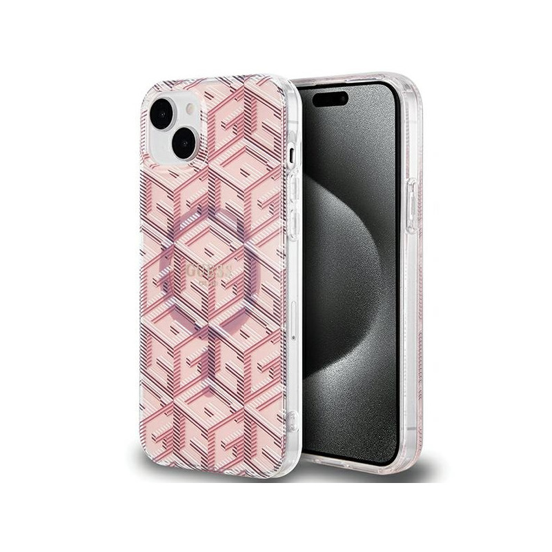 Kryt Guess GCube MagSafe pro iPhone 15 Plus / 14 Plus - růžová