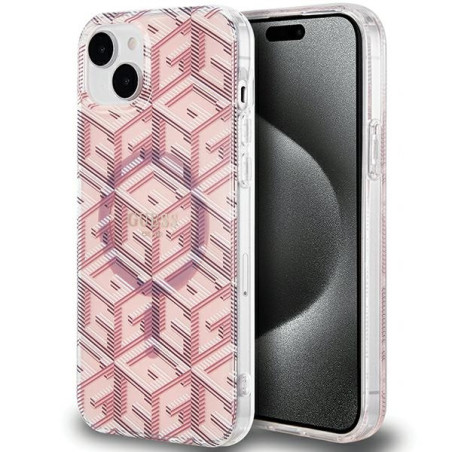 Kryt Guess GCube MagSafe pro iPhone 15 Plus - růžová