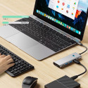 Hub Tech-Protect HB04 9v1 USB-C + USB2.0 + USB3.0 + HDMI 4K 60Hz + SD / TF + PD100W + AV3.5 - šedý