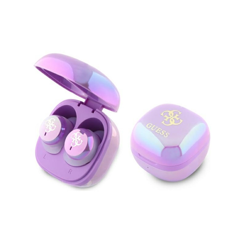 Guess 4G Printed Logo Bluetooth TWS Headphones + Docking Station - Purple