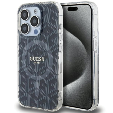 Kryt Guess IML GCUBE MagSafe pro iPhone 15 Pro Max – černý