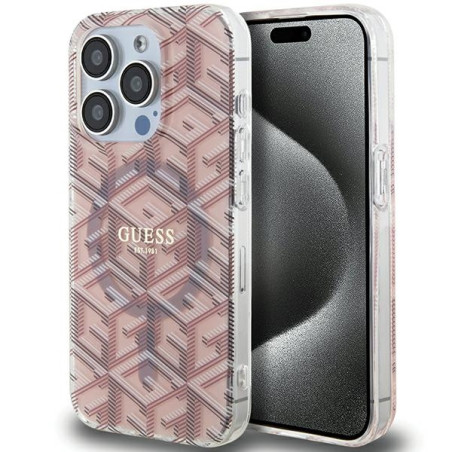 Kryt Guess GCube MagSafe iPhone 15 Pro Max – růžová
