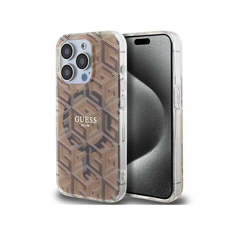 Kryt Guess IML GCube pro iPhone 15 Pro Max - hnědá