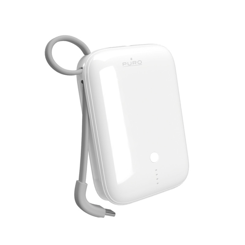 Powerbanka Puro Power Link 10 Plus 10000mAh s vestavěným kabelem USB-C - bílá