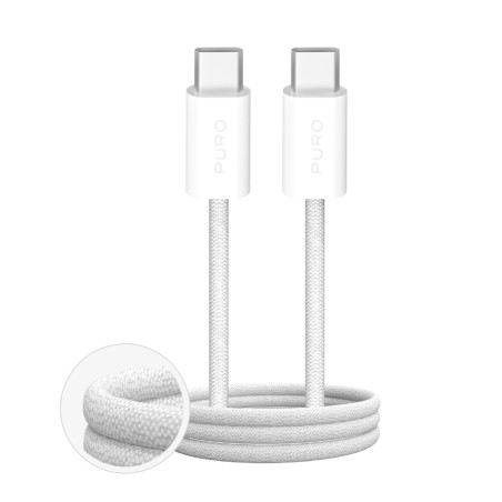 Kabel Puro Fabrik 4 240W opletený USB-C na USB-C 1 m - bílý