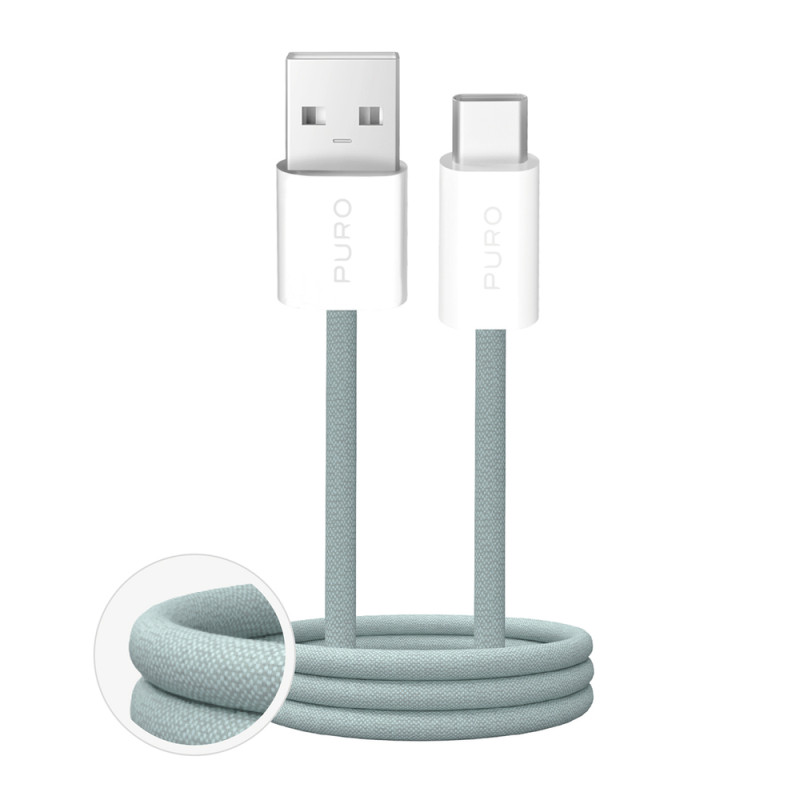 Puro Fabrik 2.0 10W USB-A - USB-C Braided Cable 1.5m - Green
