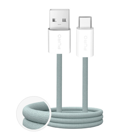 Puro Fabrik 2.0 10W USB-A - USB-C Braided Cable 1.5m - Green
