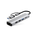 Hub Tech-Protect HB03 adaptér 5v1 USB-C + USB2.0 + USB3.0 + RJ45 - šedý