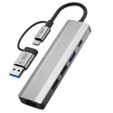 Tech-Protect HB03 HUB Adapter 5in1 USB-C + USB2.0 + USB3.0 + RJ45 - gray