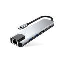 Hub Tech-Protect HB02 adaptér 6v1 USB-C + USB2.0 + USB3.0 + HDMI 4K 30Hz + RJ45 + PD100W - šedý