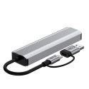Hub Tech-Protect HB03 adaptér 5v1 USB-C + USB2.0 + USB3.0 + RJ45 - šedý