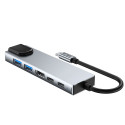 Hub Tech-Protect HB02 adaptér 6v1 USB-C + USB2.0 + USB3.0 + HDMI 4K 30Hz + RJ45 + PD100W - šedý