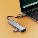 Hub Tech-Protect HB03 adaptér 5v1 USB-C + USB2.0 + USB3.0 + RJ45 - šedý