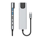 Hub Tech-Protect HB02 adaptér 6v1 USB-C + USB2.0 + USB3.0 + HDMI 4K 30Hz + RJ45 + PD100W - šedý