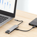 Tech-Protect HB02 HUB Adapter 6in1 USB-C + USB2.0 + USB3.0 + HDMI 4K 30Hz + RJ45 + PD100W - gray