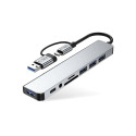 Tech-Protect HB06 HUB Adapter 8in1 TYPE-C + USB2.0 + USB3.0 + SD/TF + AV3.5 - gray