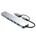 Hub Tech-Protect HB06 adaptér 8v1 TYPE-C + USB2.0 + USB3.0 + SD/TF + AV3.5 - šedý