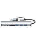 Hub Tech-Protect HB06 adaptér 8v1 TYPE-C + USB2.0 + USB3.0 + SD/TF + AV3.5 - šedý