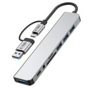 Tech-Protect HB06 HUB Adapter 8in1 TYPE-C + USB2.0 + USB3.0 + SD/TF + AV3.5 - gray