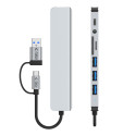 Tech-Protect HB06 HUB Adapter 8in1 TYPE-C + USB2.0 + USB3.0 + SD/TF + AV3.5 - gray