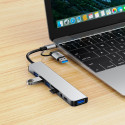 Hub Tech-Protect HB06 adaptér 8v1 TYPE-C + USB2.0 + USB3.0 + SD/TF + AV3.5 - šedý