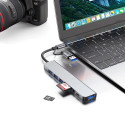 Hub Tech-Protect HB06 adaptér 8v1 TYPE-C + USB2.0 + USB3.0 + SD/TF + AV3.5 - šedý