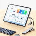 Hub Tech-Protect HB06 adaptér 8v1 TYPE-C + USB2.0 + USB3.0 + SD/TF + AV3.5 - šedý
