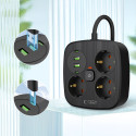 Tech-Protect PCS3X4 power strip, 3 sockets, 2xUSB-A, 2xUSB-C 200 cm - black