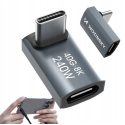 Wozinsky WPKF-01 USB-C - USB-C 40Gb/s 240W 8K OTG Angled Adapter - Gray
