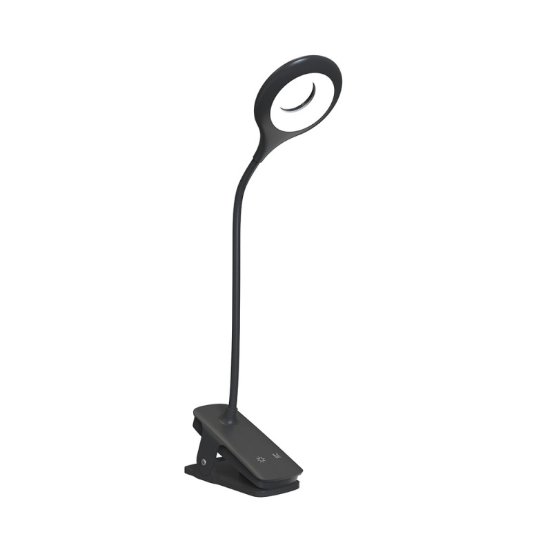 Lampička Mini Wozinsky bezdrátová LED na čtení s klipem + kabel USB-C - černá