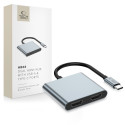 Adaptér Tech-Protect HB08 4v1 USB-C + USB2.0 + 2x HDMI 4K 60HZ - šedý