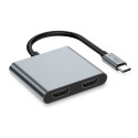 Adaptér Tech-Protect HB08 4v1 USB-C + USB2.0 + 2x HDMI 4K 60HZ - šedý