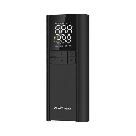 Kompresor Wozinsky WPEP-8000, elektrická pumpa, powerbanka 8000mAh, svítilna - černý