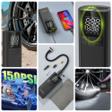 Kompresor Wozinsky WPEP-8000, elektrická pumpa, powerbanka 8000mAh, svítilna - černý