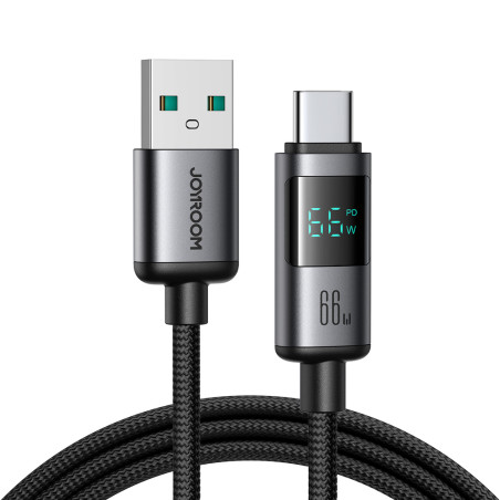 Kabel Joyroom S-A16 Pro Prism Series 66W USB-A na USB-C s displejem 1,2 m - černý