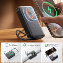 Powerbanka Joyroom JR-PBM02 22,5W 10000mAh 3v1 magnetická indukční kompatibilní s MagSafe s vestavěným kabelem - černá