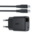 Nabíječka do sítě Acefast A113 GaN PD 20W USB-C s displejem a kabelem USB-C - černá