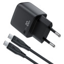 Nabíječka do sítě Acefast A113 GaN PD 20W USB-C s displejem a kabelem USB-C - černá