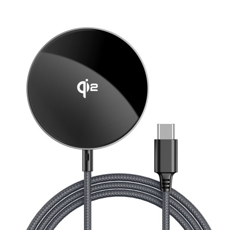Nabíječka Acefast E24 Qi2 15W magnetická indukční s kabelem USB-C 1,2 m - černá
